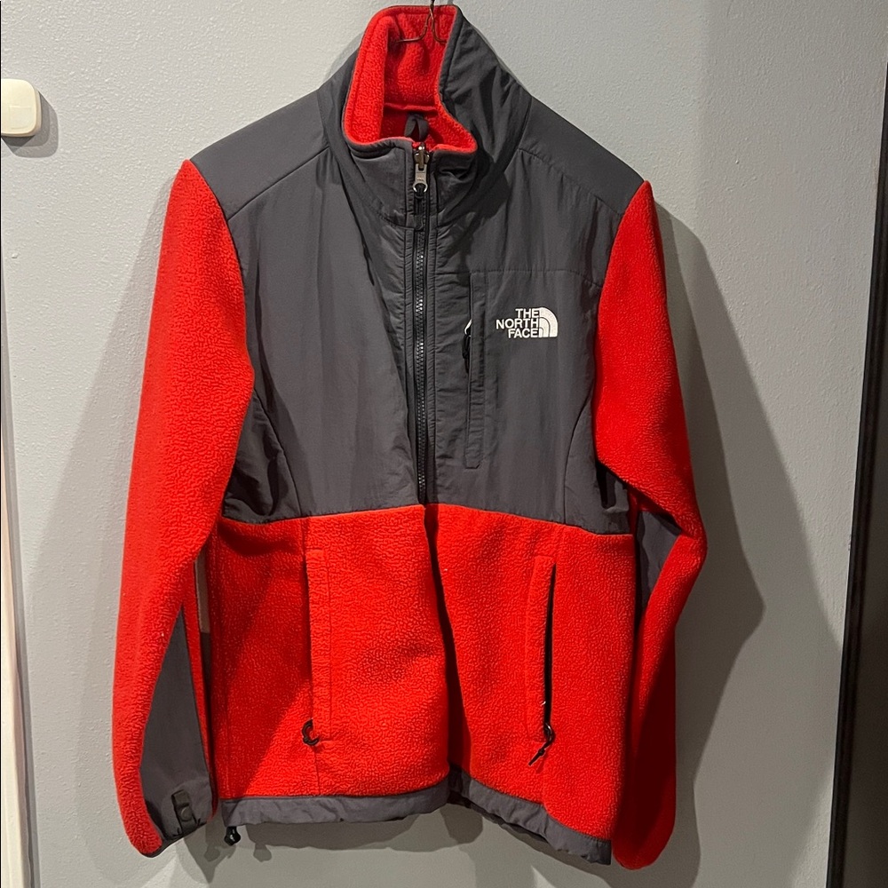 The North Face Red and Charcoal Panel Fleece Jacket
